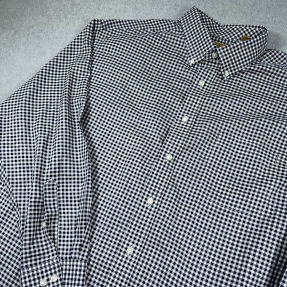 Roundtree & Yorke Gold Label Button Down Shirt Mens‎ 2XB Black Gingham Non Iron